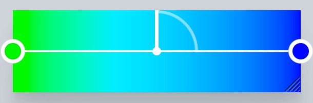 A linear gradient between green and blue in a design tool, showing two colour stops.